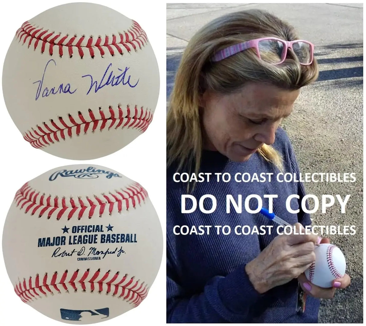 Vanna White Signed Baseball COA Exact Proof Autographed Wheel of Fortune Co Host