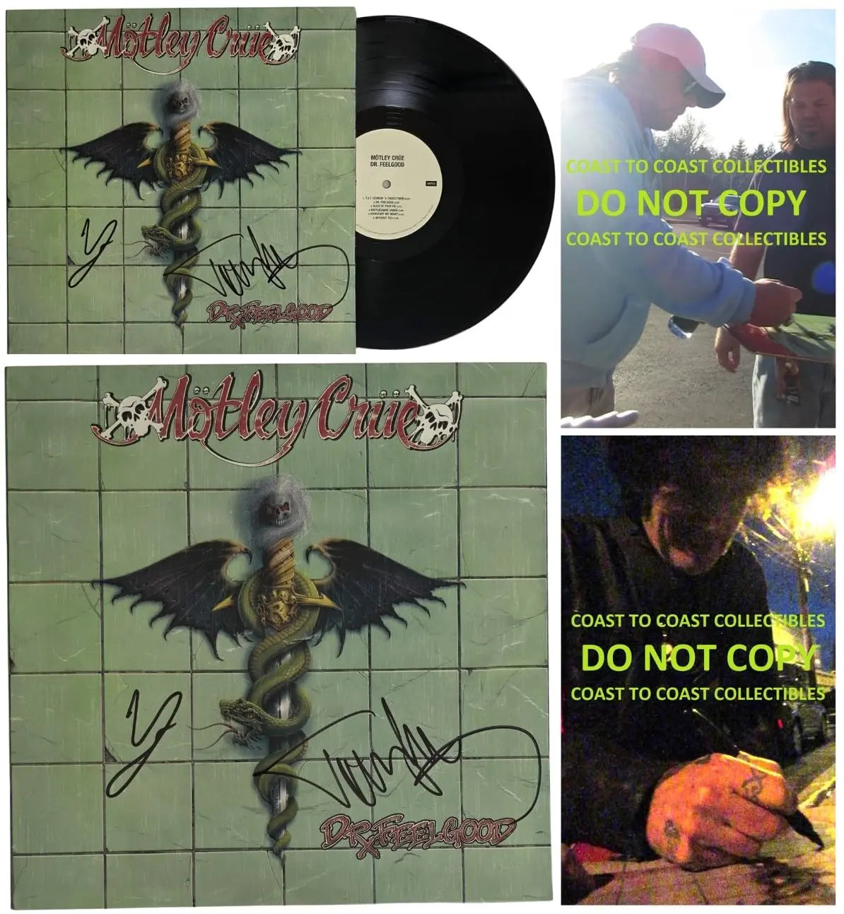 Vince Neil Tommy Lee Signed Dr Feelgood Album COA Proof Autographed Motley Crue Vinyl Record