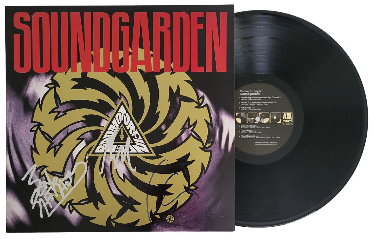 Kim Thayil Ben Shepherd Matt Cameron Signed Soundgarden Badmotorfinger Album COA Proof Autographed Vinyl Record
