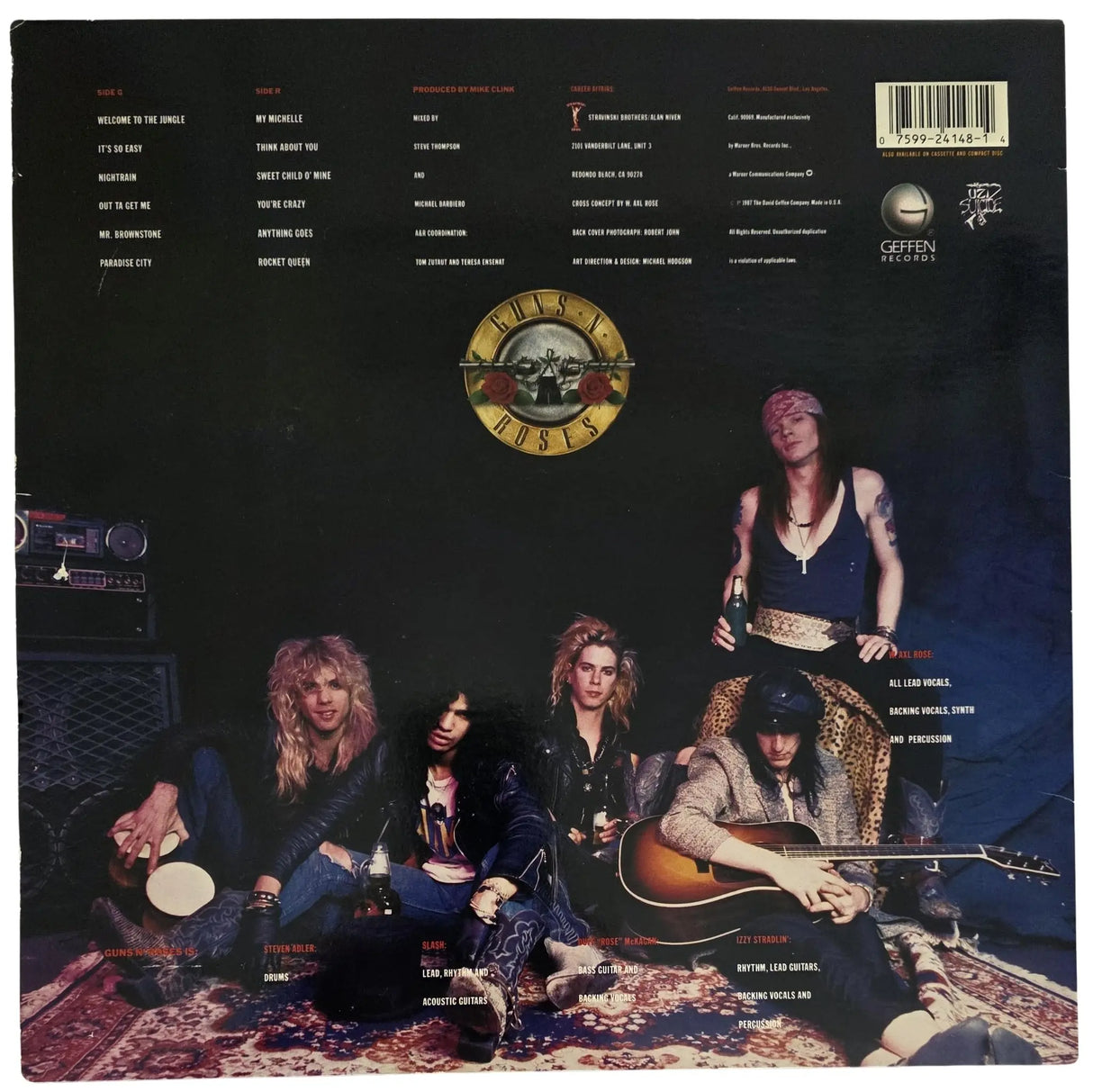 Guns N Roses Signed Appetite for Destruction Album Proof Autographed Vinyl Record Axl Rose GNR