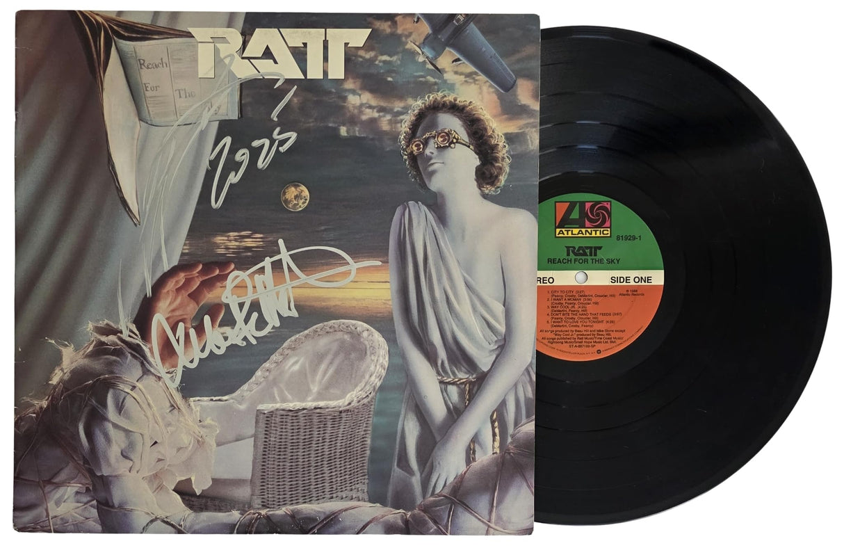 Stephen Pearcy Warren DeMartini Signed Ratt Reach For The Sky Album Proof COA Autographed Vinyl Record