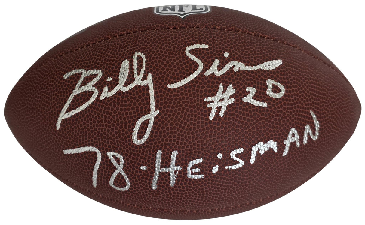 Billy Sims Signed Football Proof COA Autographed Detroit Lions Oklahoma Sooners Heisman