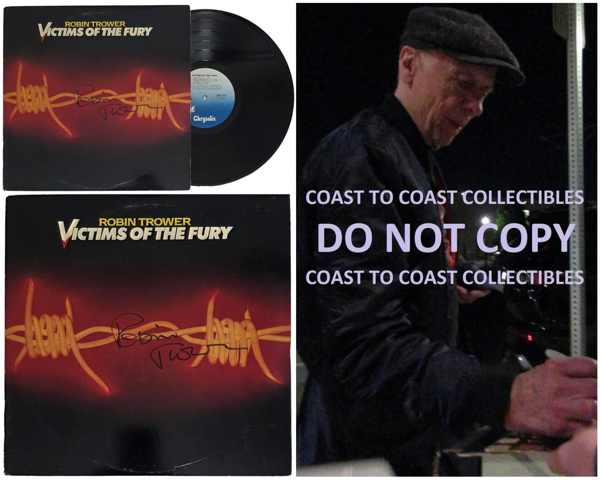 Robin Trower Signed Victims of the Fury Album COA Proof Autographed Vinyl Record