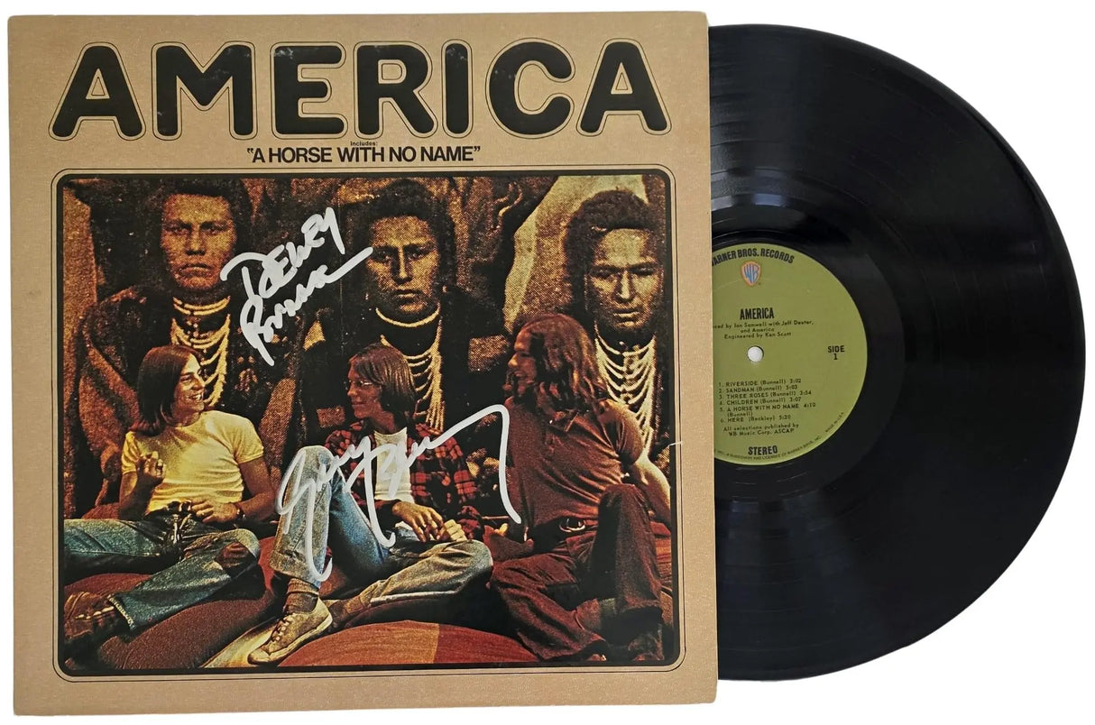 Dewey Bunnell Gerry Beckley Signed America Album COA Exact Proof Vinyl Record