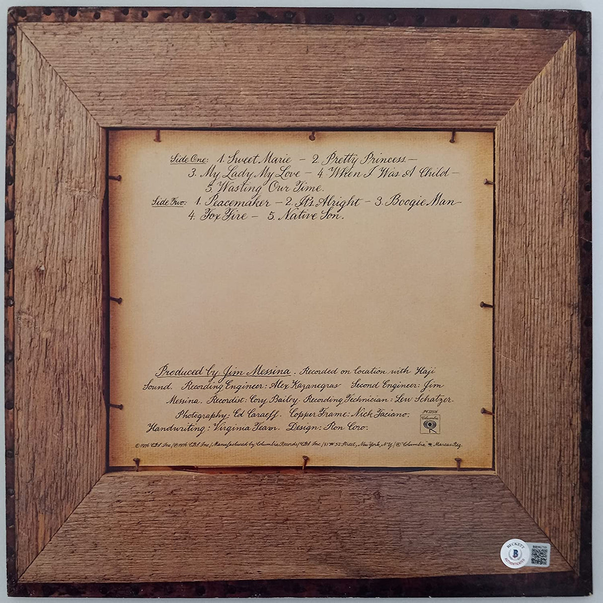 Kenny Loggins signed autographed Native Sons album vinyl record proof Beckett STAR Coast to Coast Collectibles