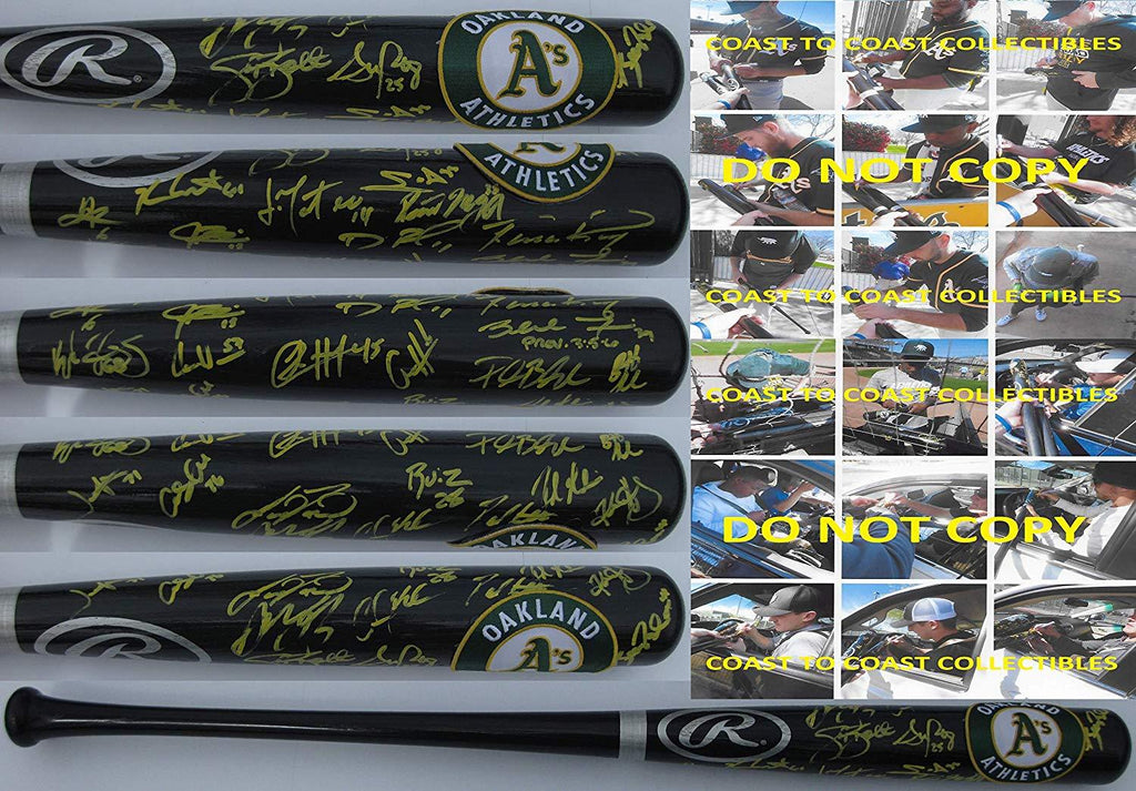 2019 Oakland Athletics, A's team signed autographed Baseball Bat, COA with the proof photos will be included
