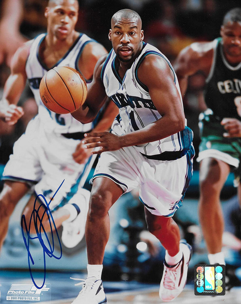 Baron Davis signed Charlotte Hornets basketball 8x10 photo proof photo COA