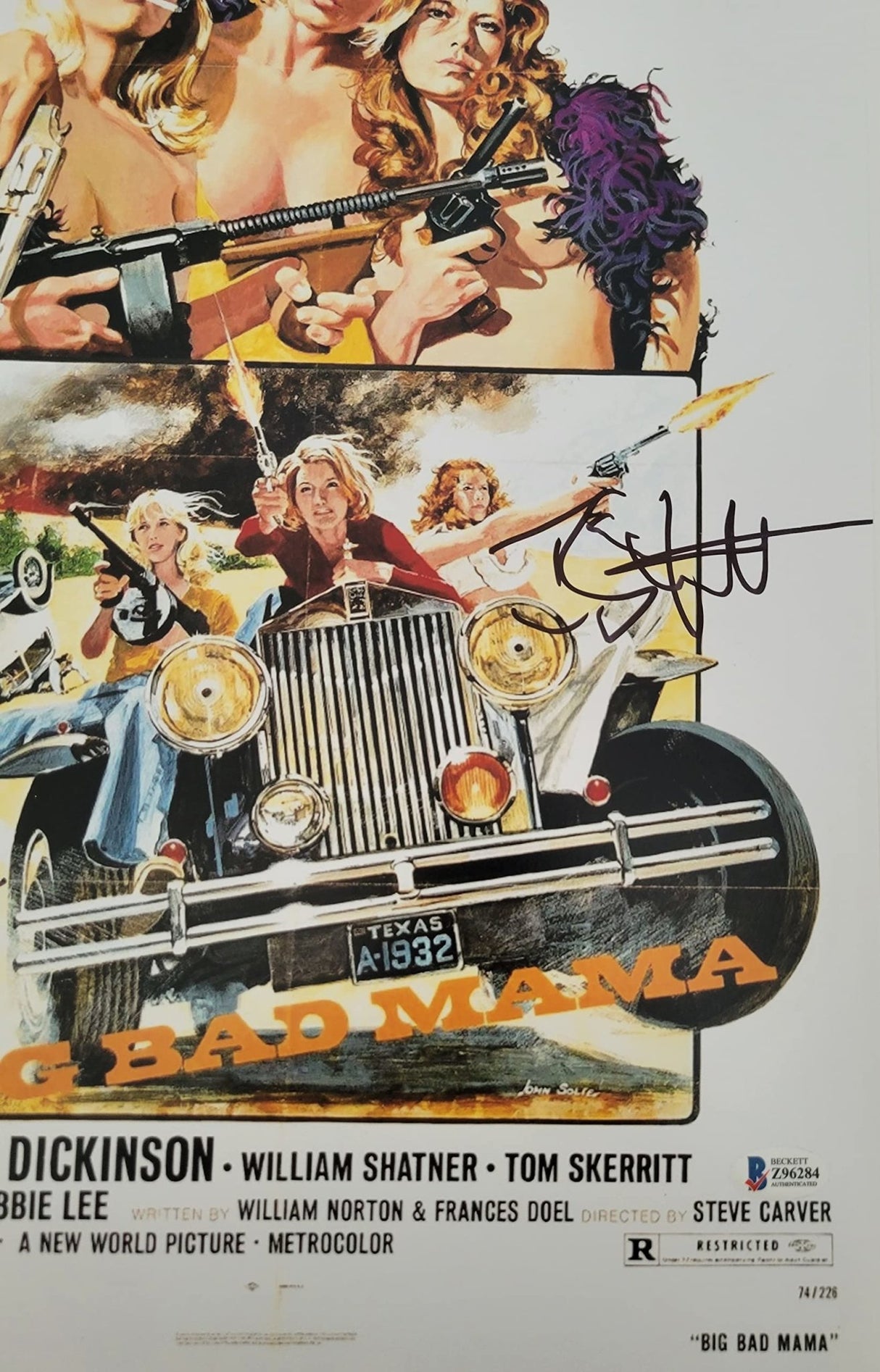 Angie Dickinson Tom Skerritt signed 12x18 Big Bad Mama movie photo poster COA proof STAR