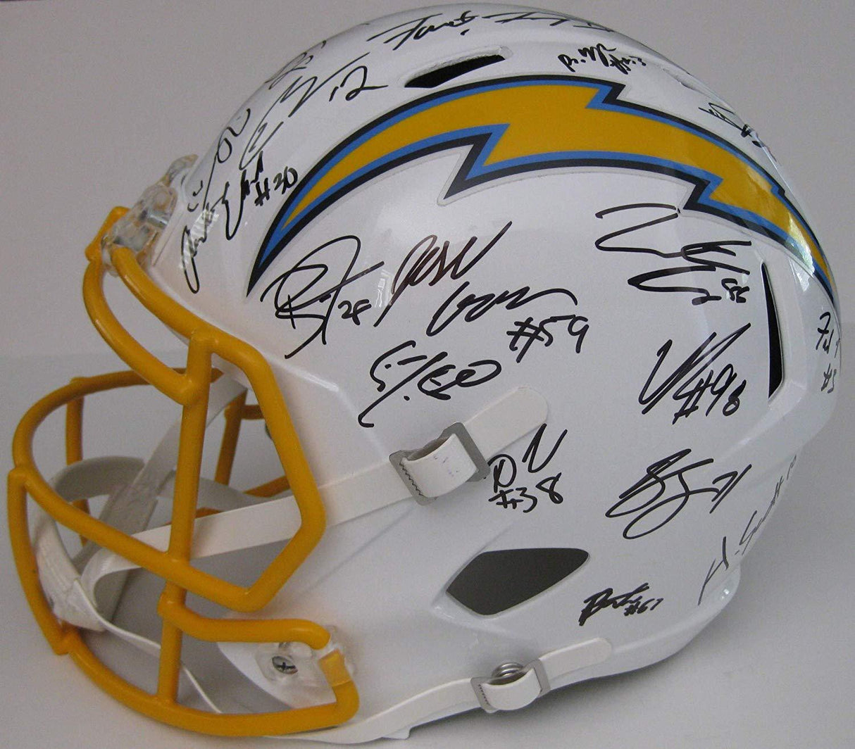 2019 Los Angeles Chargers, LA Chargers team signed autographed, full size football speed helmet, COA, proof photos