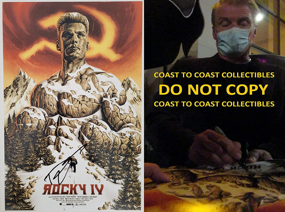 Dolph Lundgren signed Rocky IV Ivan Drago 12x18 photo COA exact Proof autograph STAR