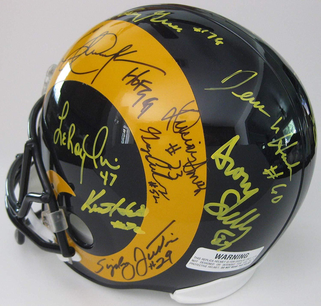 LA Rams, St Louis Rams, legends signed autographed full size helmet, COA proof photos