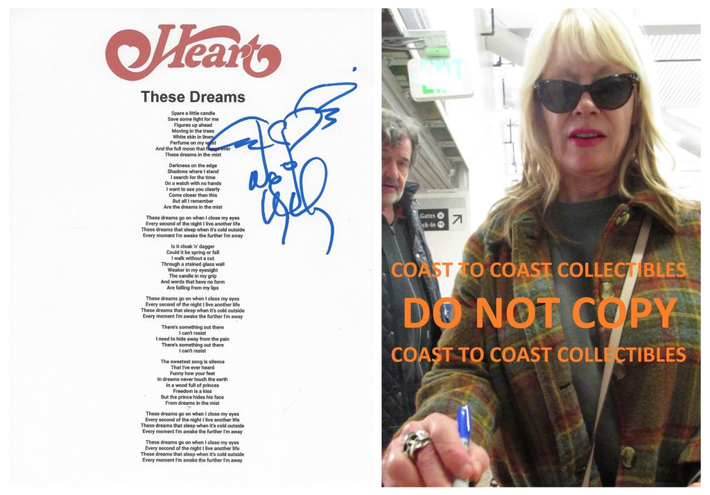 Nancy Wilson Signed Heart These Dreams Lyrics Sheet Proof COA Autographed Star