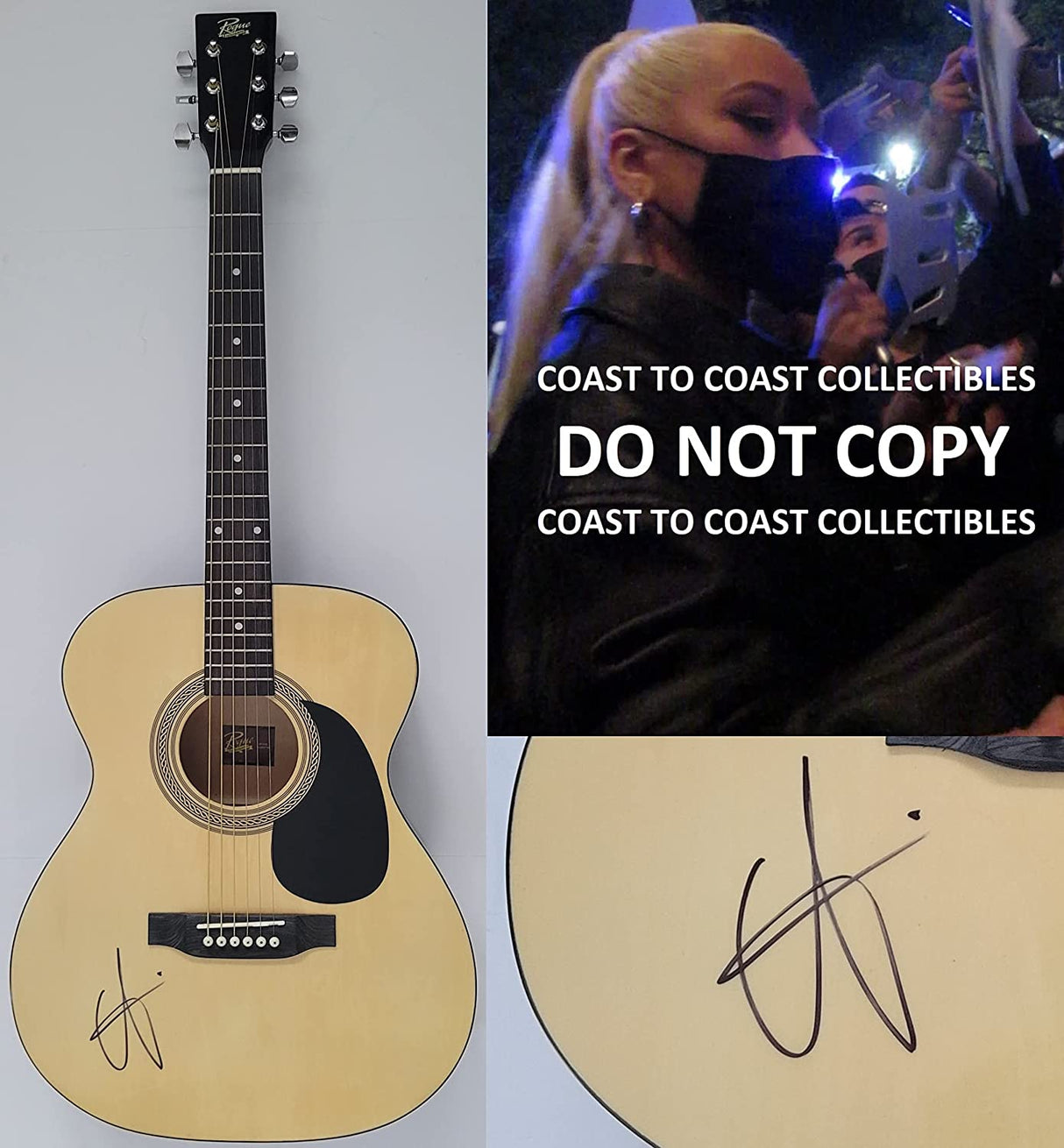 Christina Aguilera signed acoustic guitar, Genie in a Bottle COA Proof autograph STAR