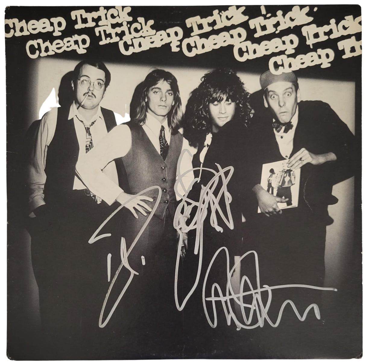 Cheap Trick band signed album Vinyl COA proof Robin Zander,Rick Nielsen,Tom Peterson star