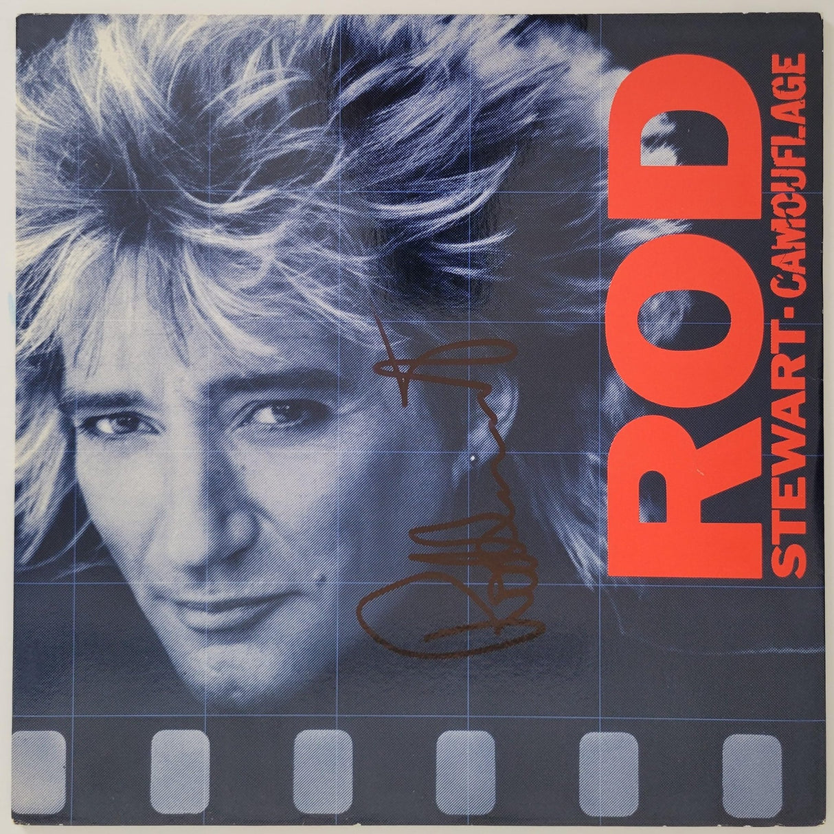 Rod Stewart signed Camouflage album vinyl record COA exact proof STAR autographed