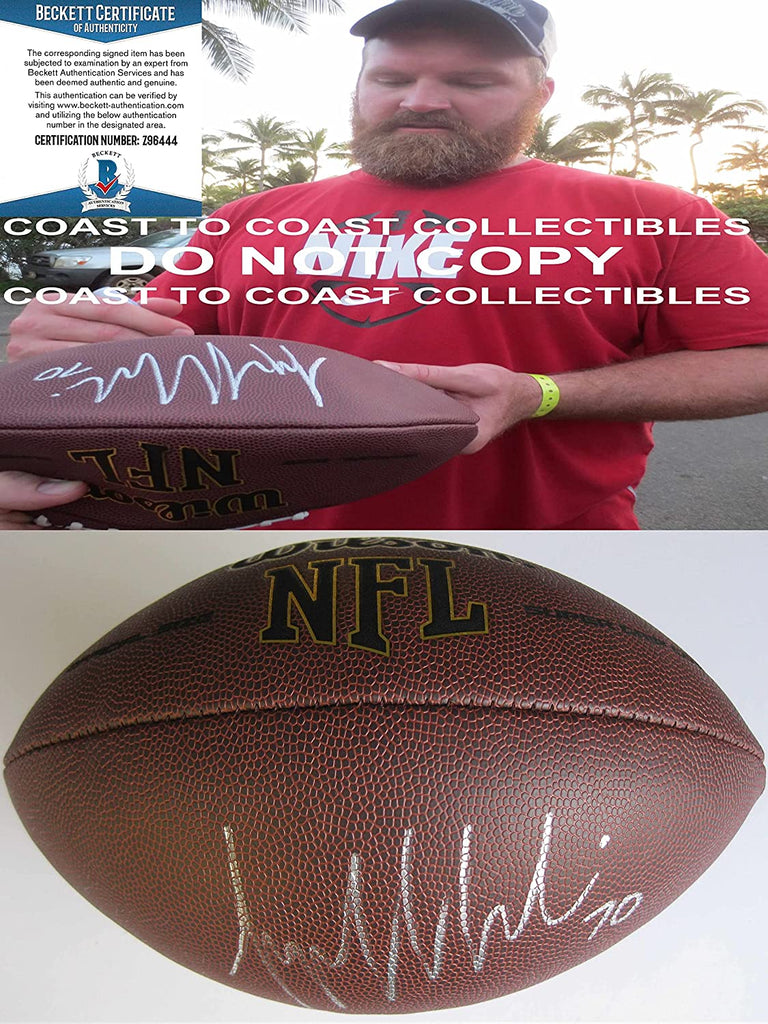 Logan Mankins New England Patriots Buccaneers signed football proof Beckett COA autograph