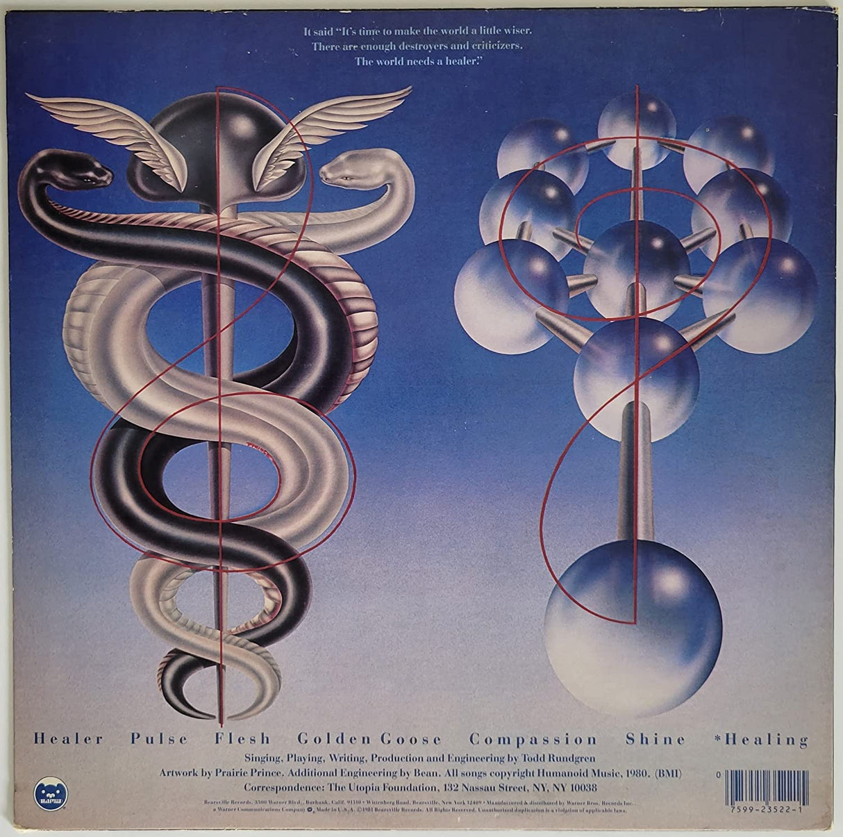 Todd Rundgren signed Healing album, vinyl record COA exact proof autographed STAR