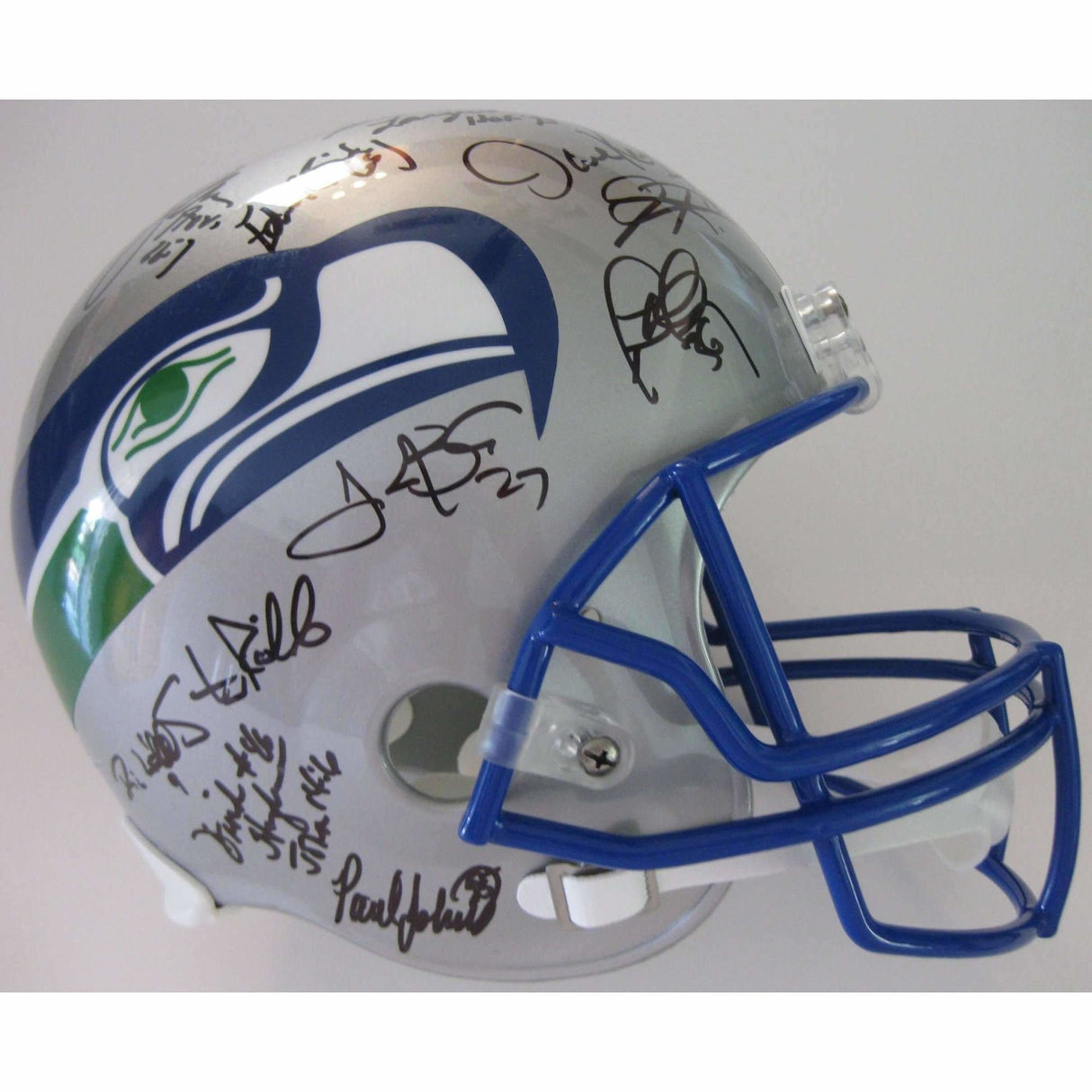 Seattle Seahawks, Legends, Signed, Autographed, Full Size Football Helmet, a Coa and the the Proof Photos of Seahawks Legends Signing Will Be Included.