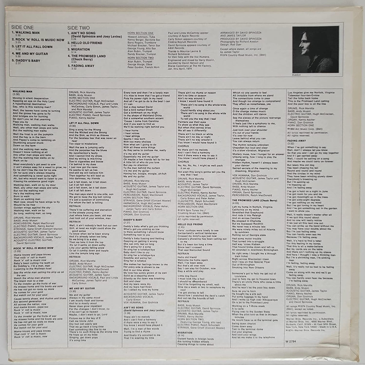 James Taylor signed autographed Walking Man album vinyl record COA exact proof STAR