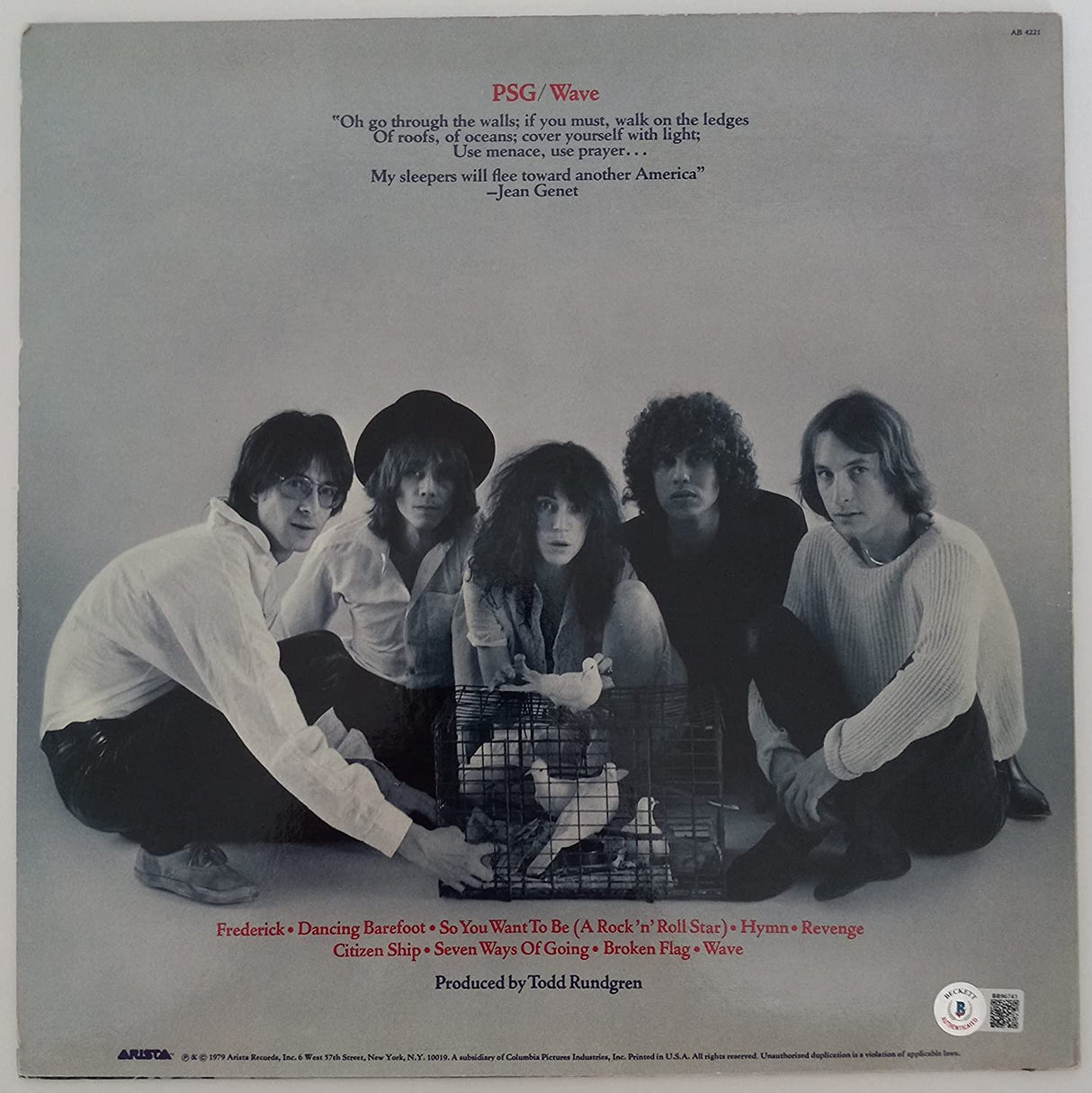 Patti Smith signed autographed Wave album vinyl record exact Proof Beckett COA STAR