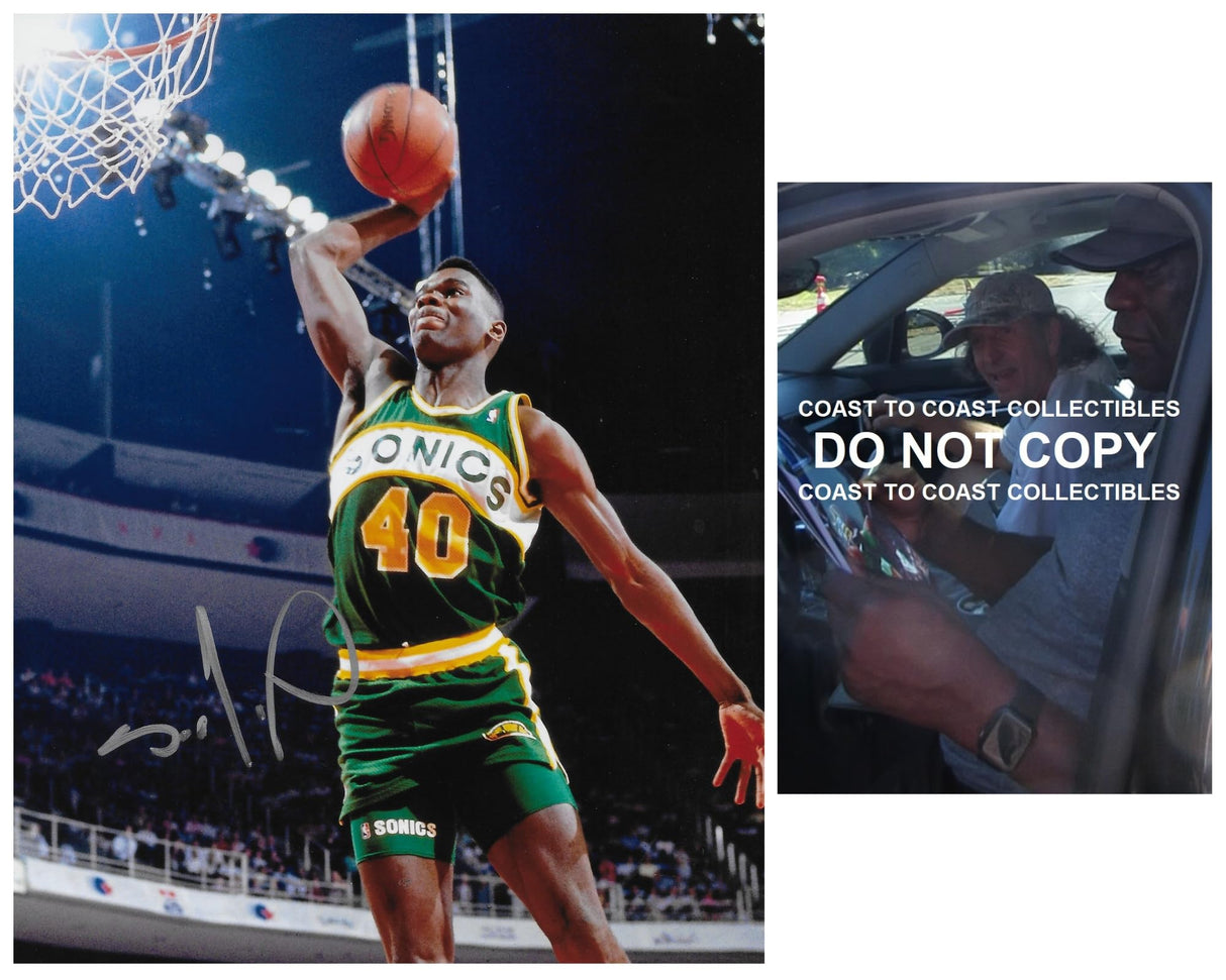 Shawn Kemp signed Seattle Supersonics Basketball 8x10 photo COA proof autographed.