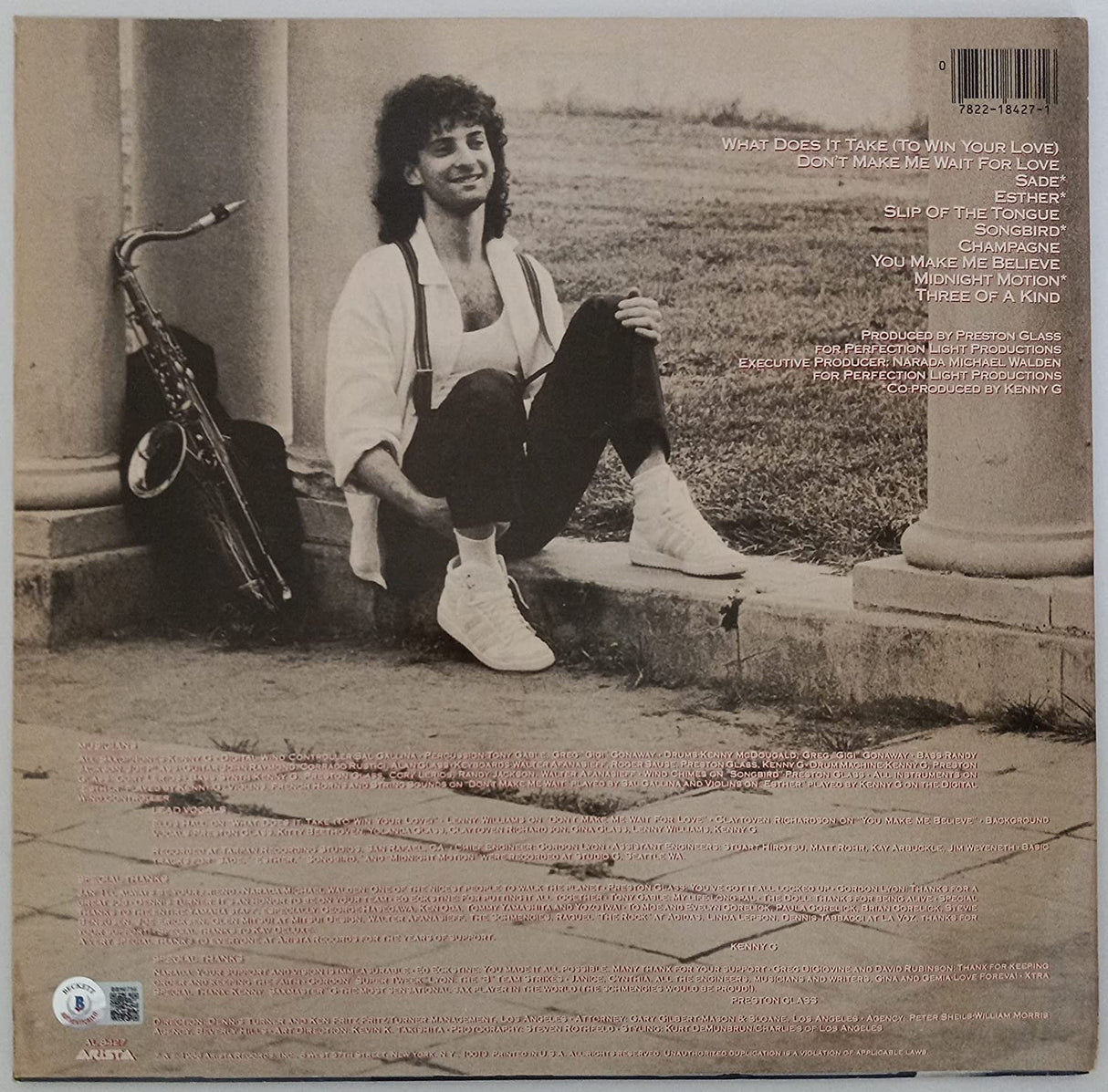 Kenny G Saxophonist signed autographed Duotones album vinyl proof Beckett COA STAR