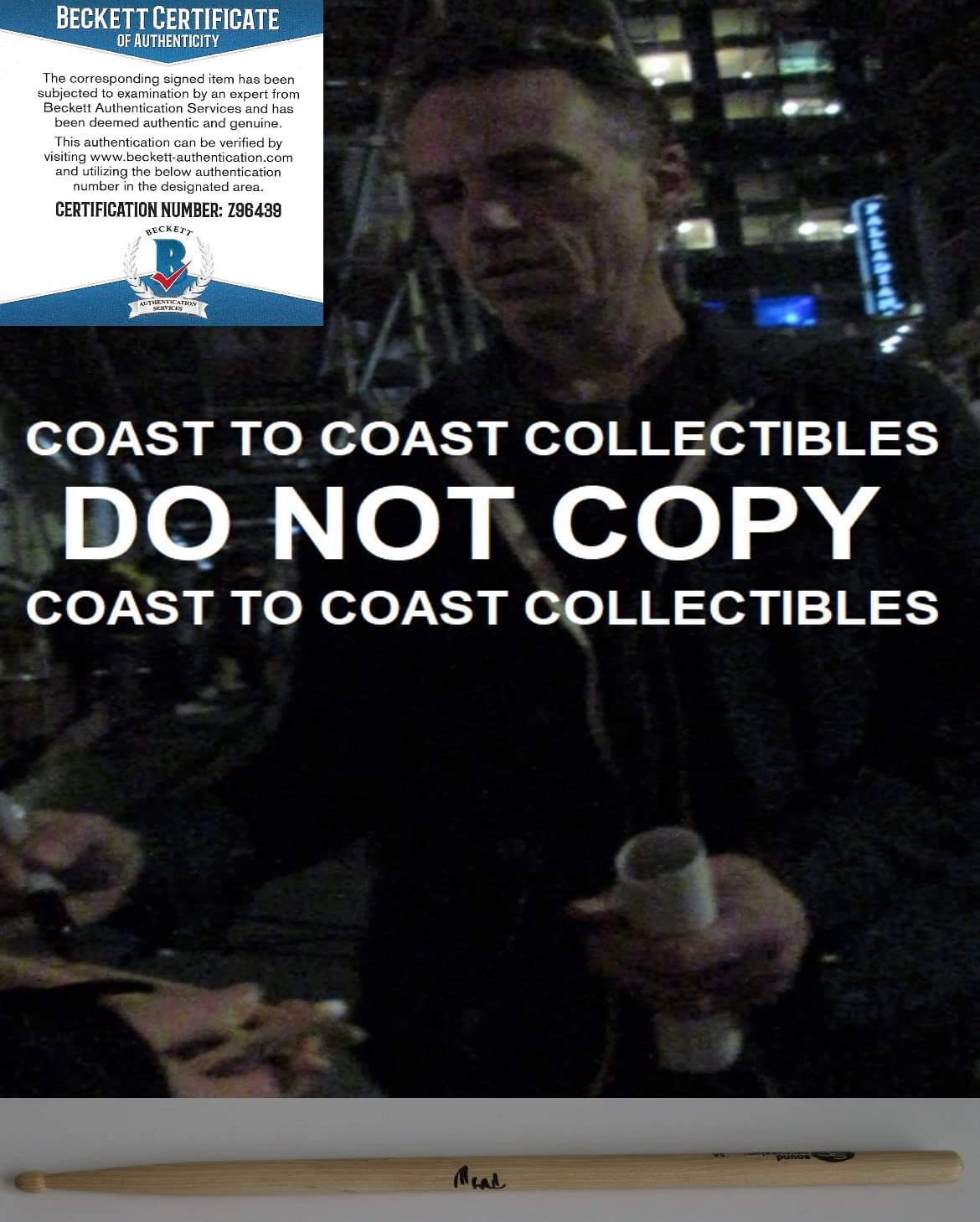 Matt Cameron Soundgarden Pearl Jam signed Drumstick COA proof Beckett STAR autograph