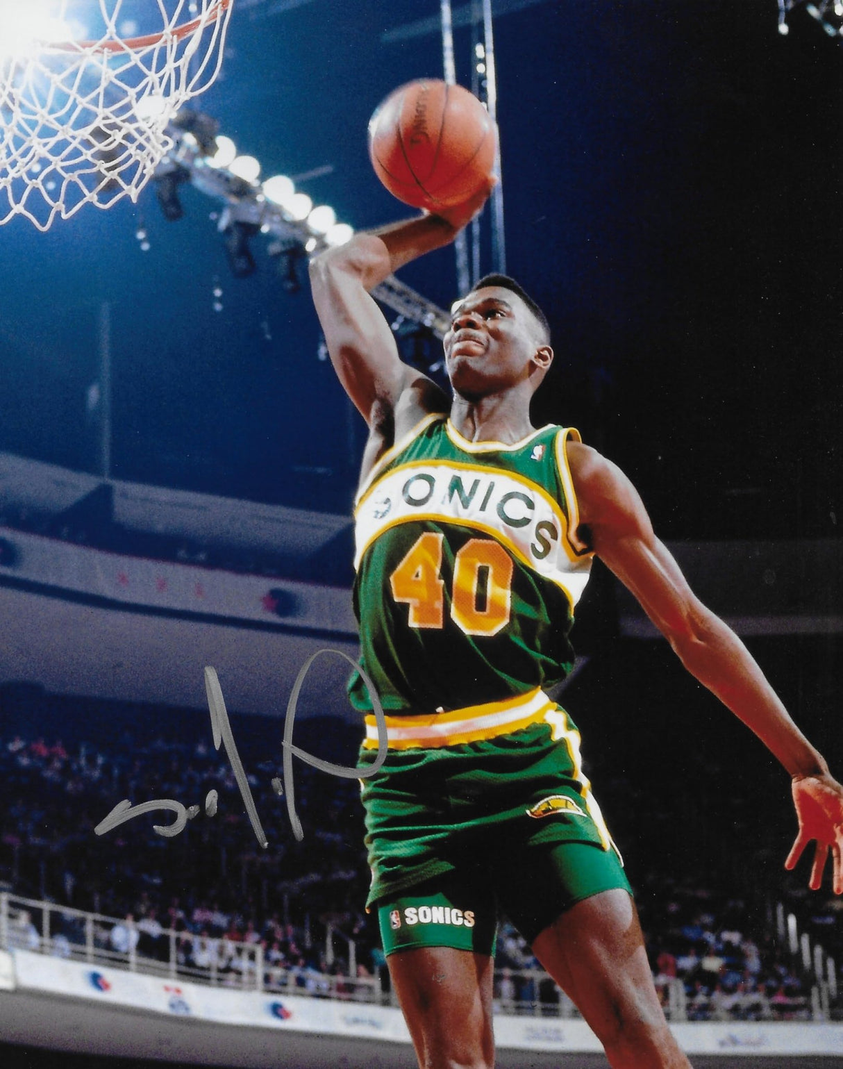 Shawn Kemp signed Seattle Supersonics Basketball 8x10 photo COA proof autographed.