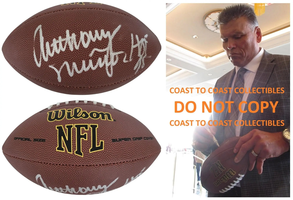 Anthony Munoz Signed Football Proof COA Autographed Cincinnati Bengals USC HOF