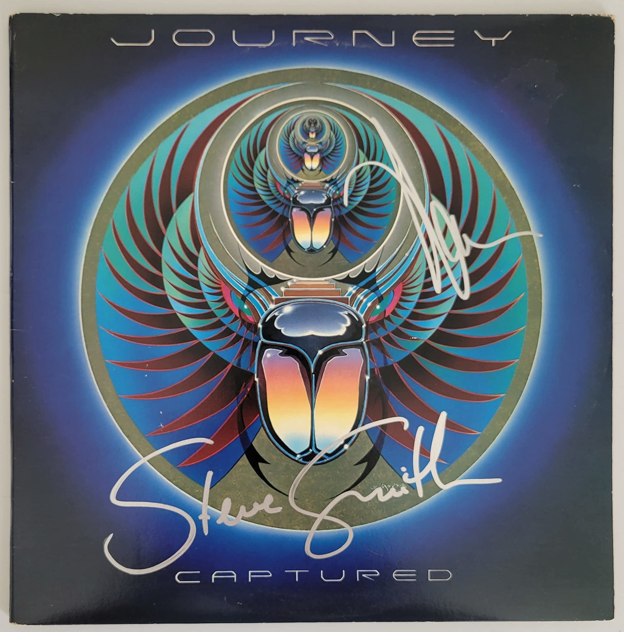 Neal Schon Steve Smith signed Journey Captured album vinyl record COA proof STAR