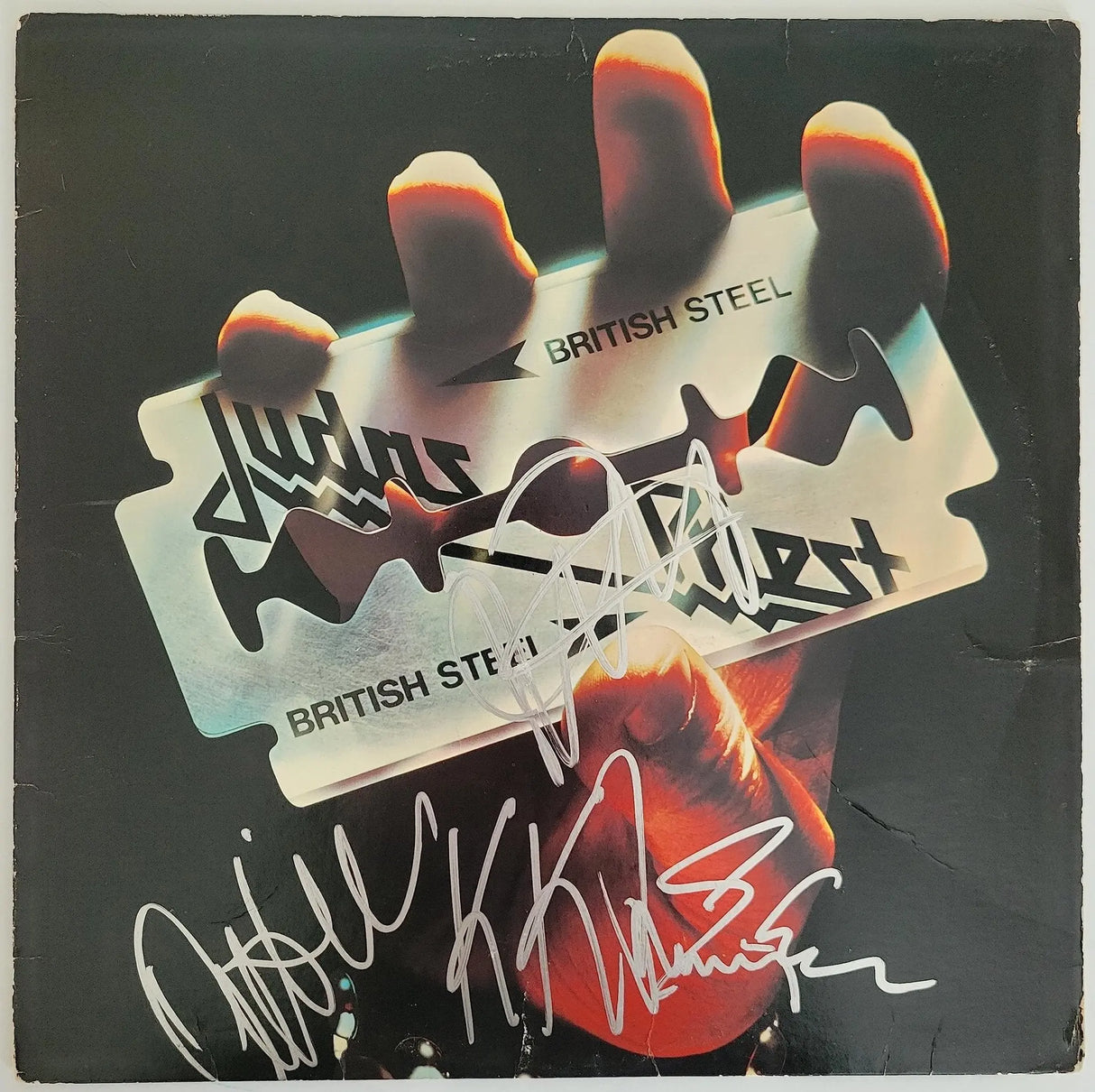 Halford Tipton Hill Downing signed Judas Priest British Steel album COA proof star
