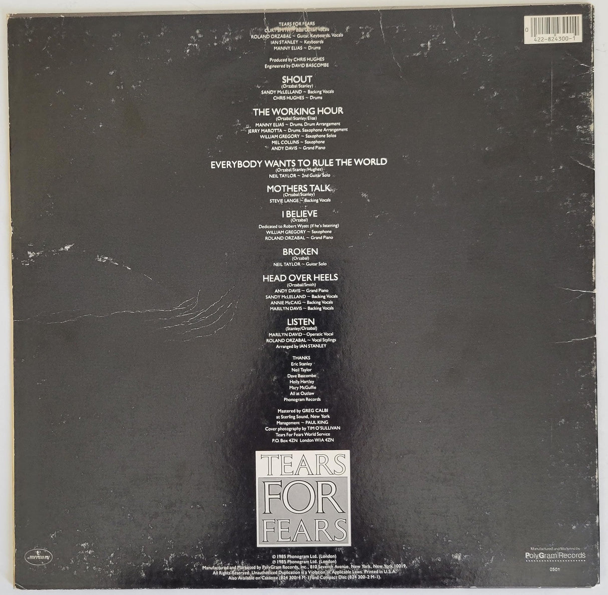 Smith & Orzabal signed Tears for Fear Songs from the Big Chair album COA proof STAR.