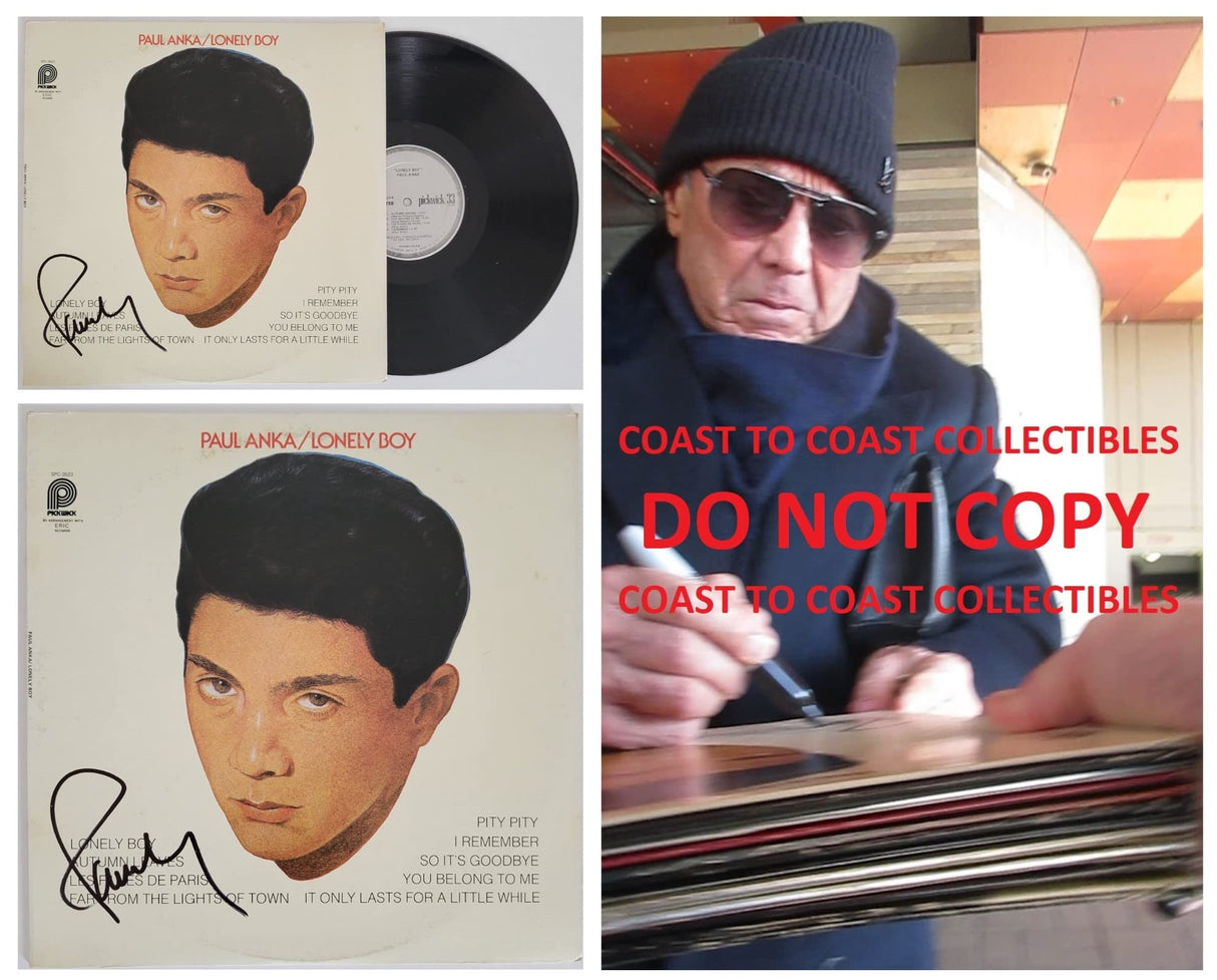 Paul Anka signed Lonely Boy album vinyl record COA proof autographed STAR
