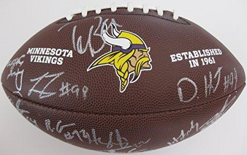 Equipo de los Minnesota Vikings de 2016-2017, firmado, autografiado, fútbol americano con el logo de la NFL - COA y prueba incluidas