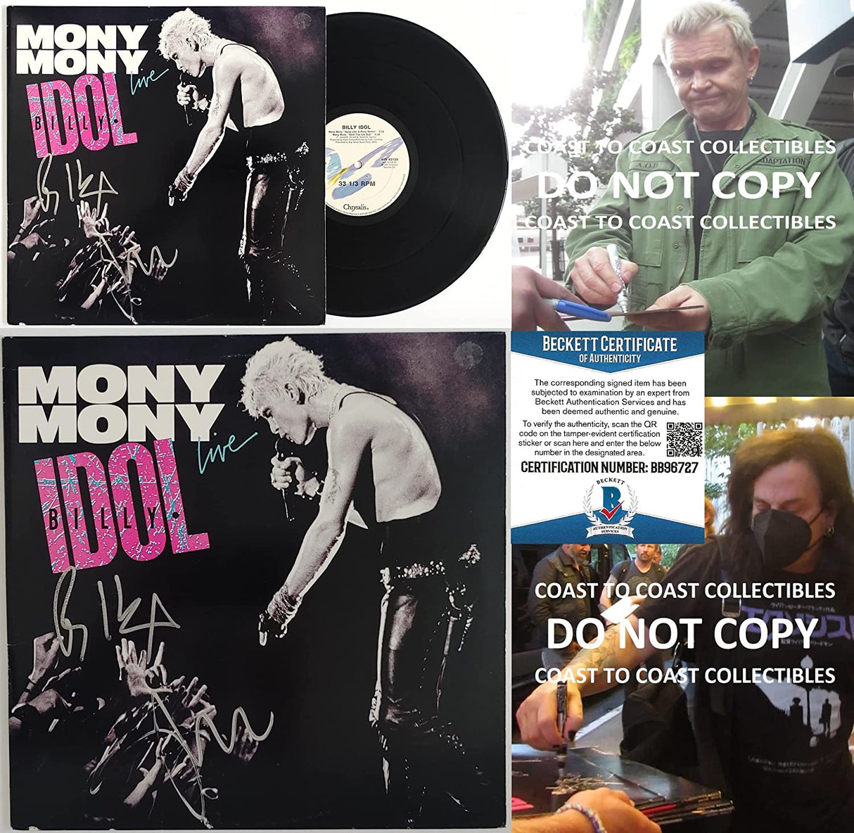 Billy Idol Steve Stevens signed autographed Mony Mony album vinyl exact proof Beckett COA STAR