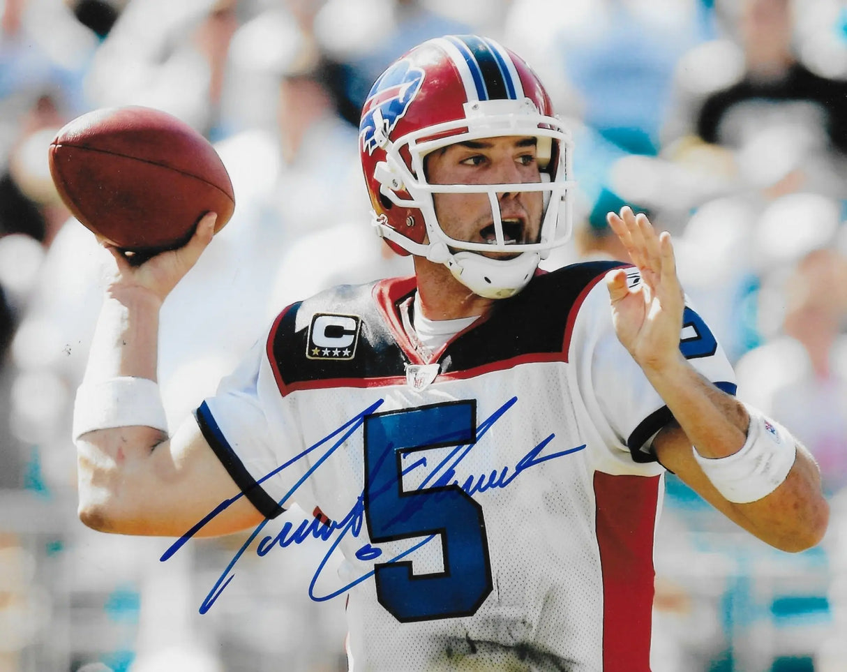 Trent Edwards Signed Buffalo Bills Football 8x10 Photo COA Proof Autographed