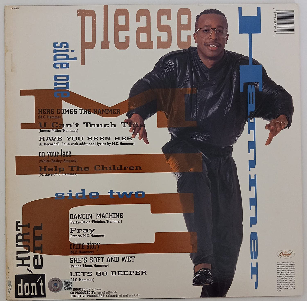 MC Hammer signed Please Hammer Don't Hurt 'Em album vinyl proof Beckett COA STAR