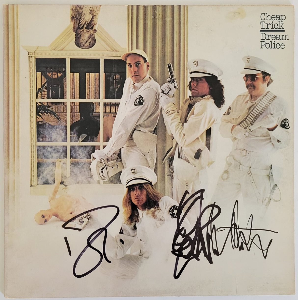 Cheap Trick band signed Dream Police album COA proof Robin Zander,Rick Nielsen,Tom Peterson star