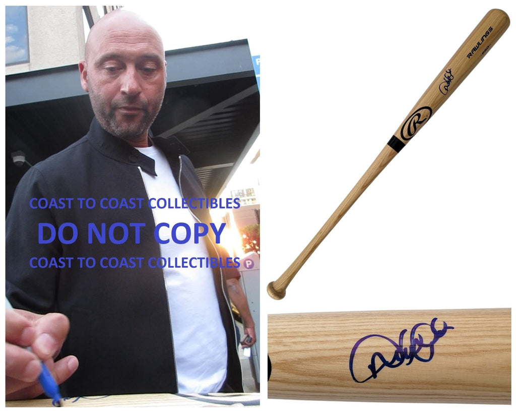 Derek Jeter New York Yankees signed baseball bat Exact Proof COA autographed