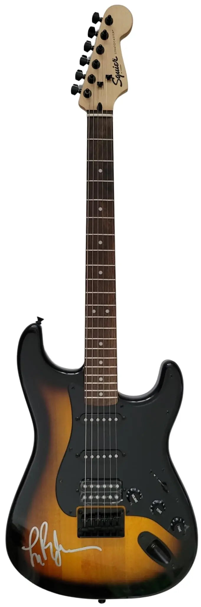 Lindsey Buckingham Fleetwood Mac signed Fender Squier guitar COA proof autograph star