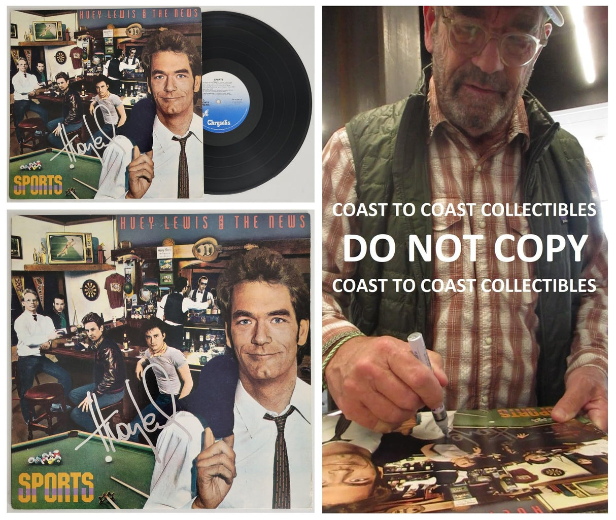 Huey Lewis signed Sports album COA exact proof autographed Vinyl Record STAR