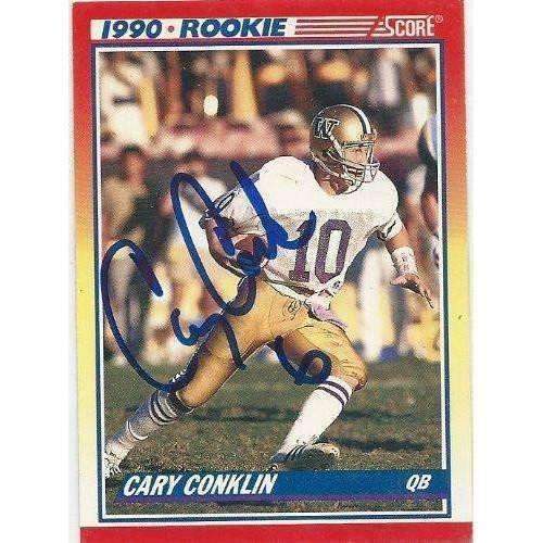 1990, Cary Conklin, San Francisco 49ers, Washington Huskies, Signed, Autographed, Score Football Card, Card # 645,