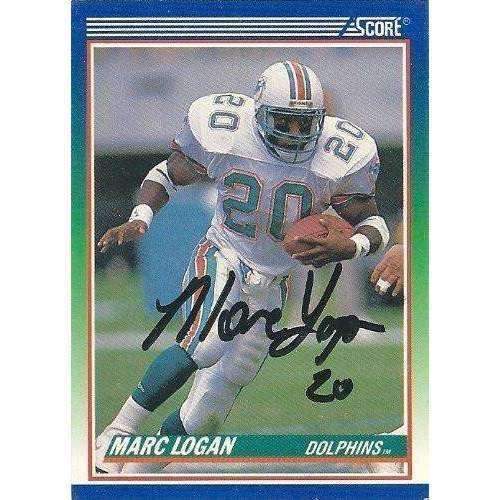 1990, Marc Logan, Miami Dolphins, Signed, Autographed, Score Football Card, Card # 336,
