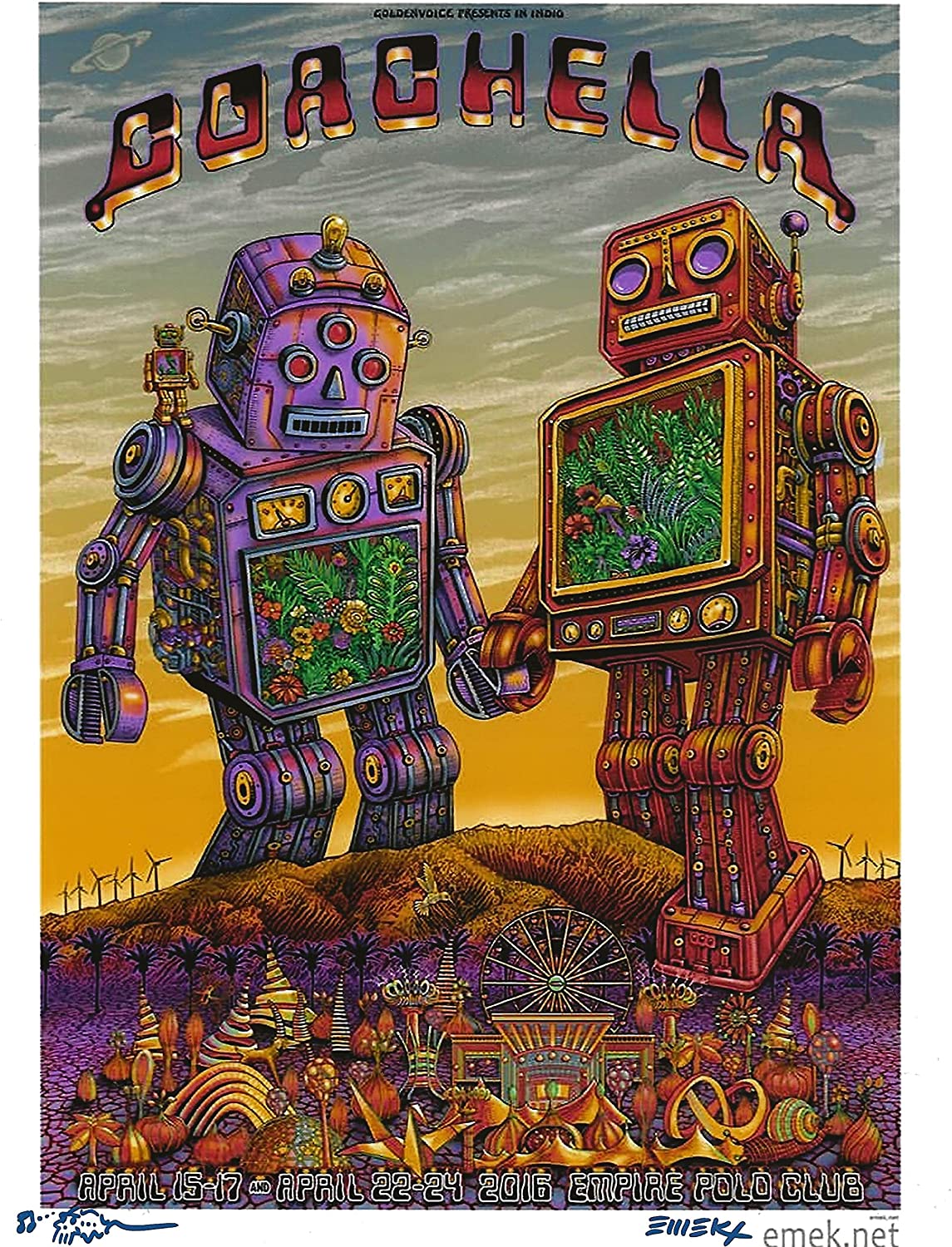 Emek Golan signed 2016 Coachella gig poster 8x10 photo COA proof autographed STAR