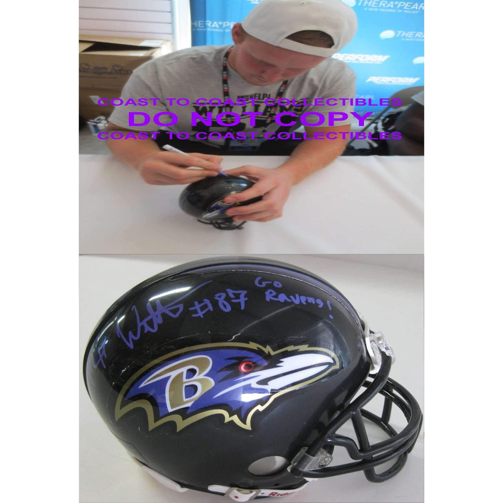Maxx Williams Baltimore Ravens, Signed, Autographed, Mini Helmet, a COA with the Proof Photo of Maxx Signing Will Be Included