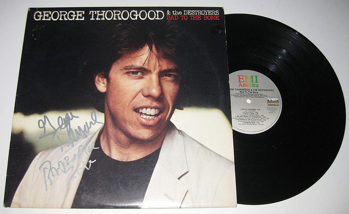 George Thorogood signed Bad to the Bone album vinyl record proof Beckett COA star