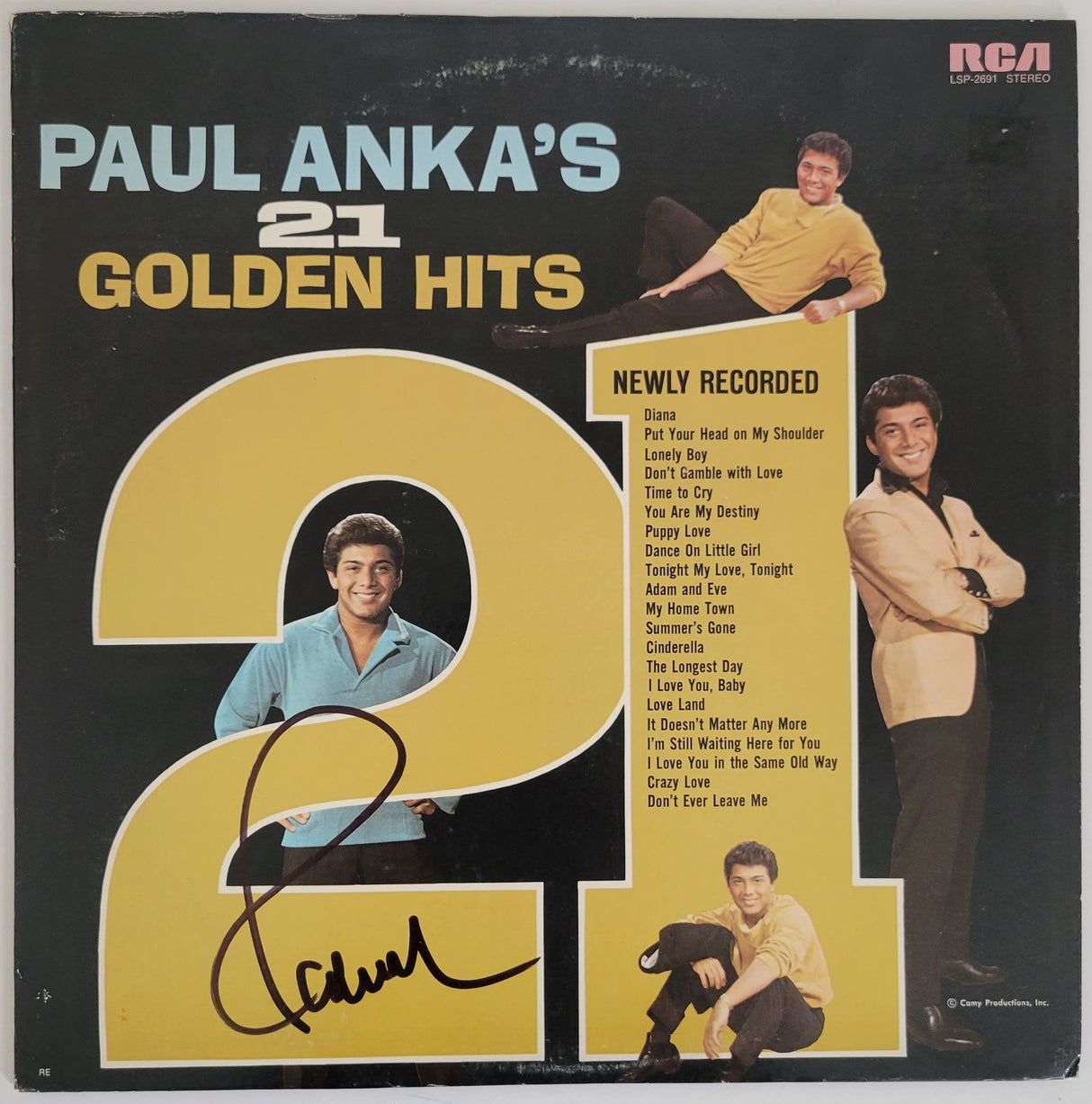 Paul Anka signed 21 Golden Hits album vinyl record COA proof autographed STAR