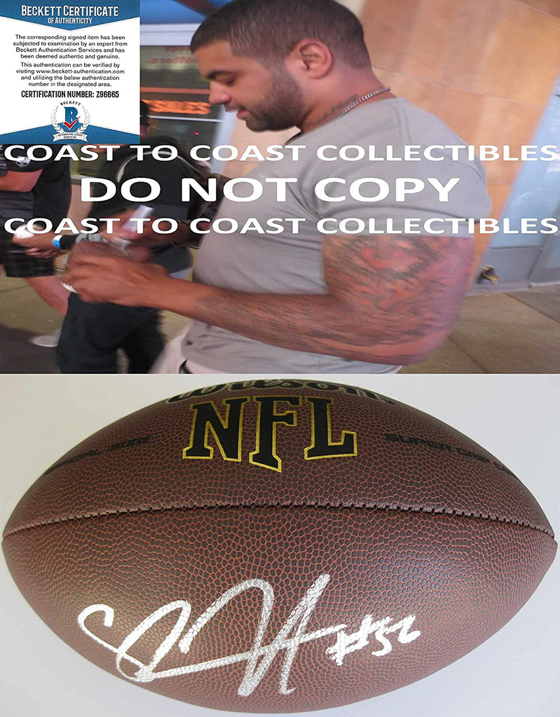 Shawne Merriman San Diego Chargers Maryland signed football proof Beckett COA autograph