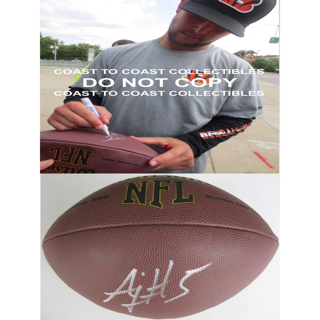AJ Mccarron Buffalo Bills, Cincinnati Bengals, Alabama signed, autographed football - with COA