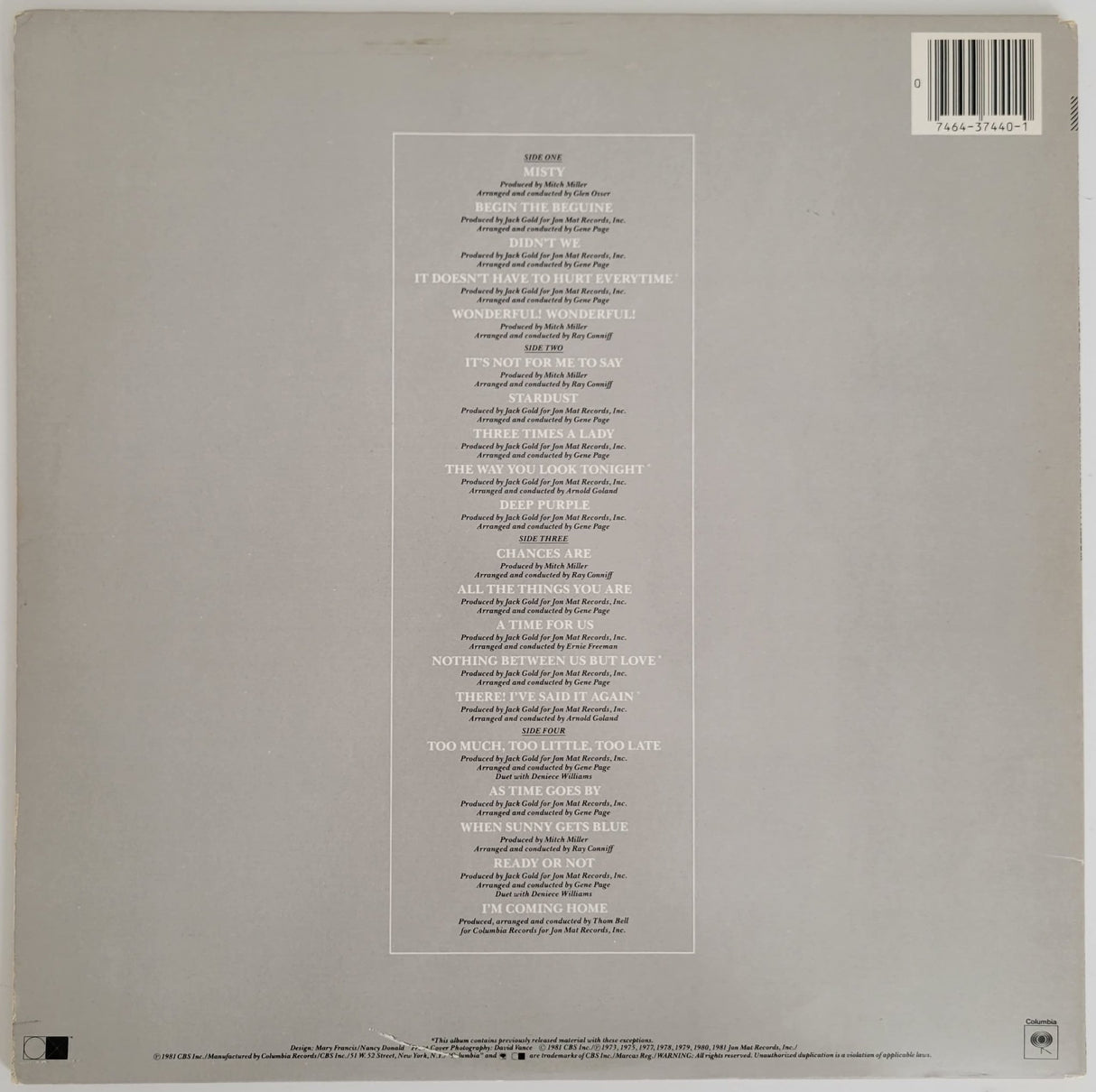 Johnny Mathis signed The First 25 years album, vinyl COA exact proof autographed STAR